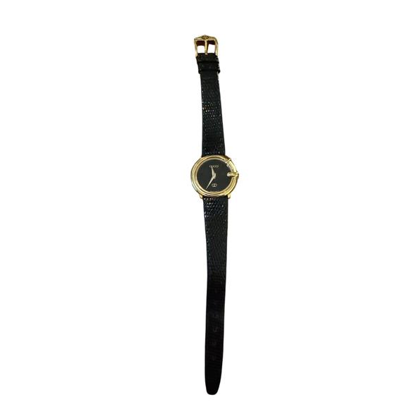 Elegant Vintage 80s Black & Gold Gucci Watch - Picture 1 of 7